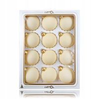 Bombki 6cm/12szt ecrue aksamit szklane polskie