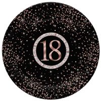 Talerzyki papierowe 18 urodziny konfetti rose gold, 18 cm 8 szt.