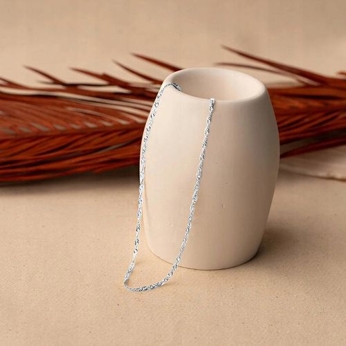 SREBRNY ŁAŃCUSZEK DAMSKI SINGAPUR SKRĘCANY 50cm ŁAŃCUSZEK SREBRO PRÓBA 925 na Arena.pl