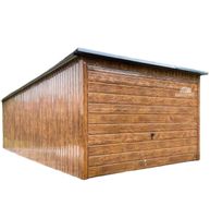 Garaż Blaszany 3x7 Brama uchylna - Drewnopodobny jasny orzech - GB142