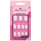 TOP CHOICE Sztuczne paznokcie tipsy french kwadratowe 24 sztuki