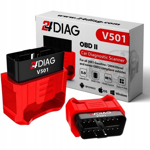 INTERFEJS DIAGNOSTYCZNY 24DIAG V501 ELM327 BLUETOOTH 5.0 OBD2 iOS ANDROID zdjęcie 1
