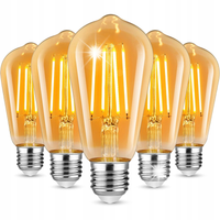 6 SZT ŻARÓWKA OZDOBNA LED FILAMENT 4W ST64 E27 VINTAGE EDISON RETRO