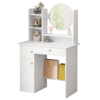 TOALETKA Z LUSTREM Z SZUFLADAMI BIAŁA DO MAKIJAŻU GLAMOUR DUŻA NOWOCZESNA