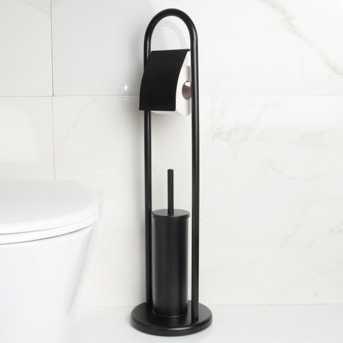 Zestaw łazienkowy stojak na papier toaletowy i szczotką + kosz na śmieci 3L na Arena.pl