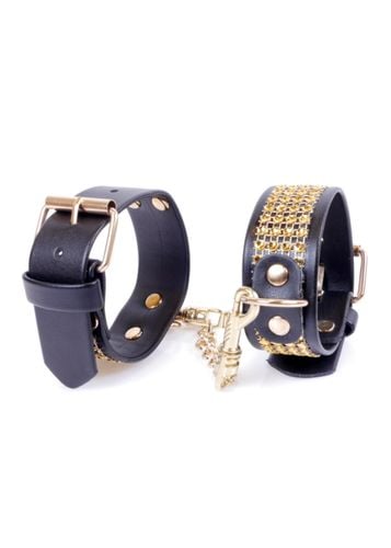 fetish b   series handcuffs with cristals 3 cm gold na Arena.pl