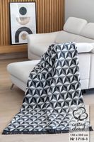 Koc bawełniano-akrylowy 150x200 czarna szara biała geometria 3D