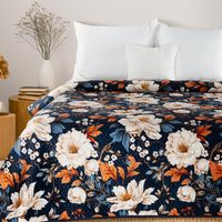 Narzuta granatowa 200x220 FIORA nowoczesna drukowana kapa stylowa