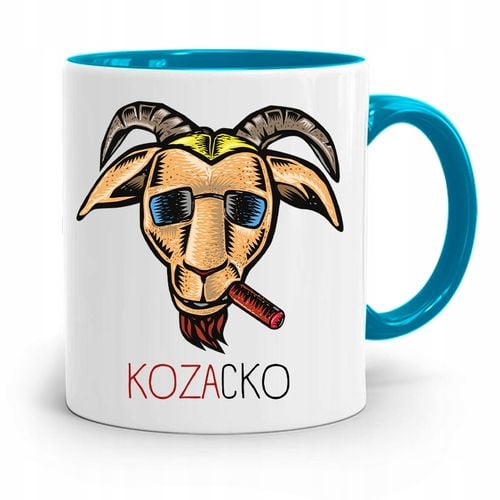Kubek Błękitny Śmieszny Zabawny Kozacko Prezent Z Nadrukiem Ze Zdjęciem na Arena.pl