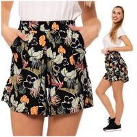 Damskie Szorty Gumka w Pasie Wiskoza Luźne Klasyczne Kwiatki MORAJ M