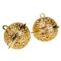 Zawieszki metalowe ażurowe ozdobne DZWONECZKI 26mm różowe złoto 2szt.