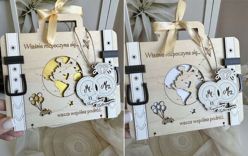 Kartka WALIZKA NA ŚLUB WESELE na pieniądze GRAWER prezent pamiątka na Arena.pl