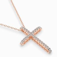 naszyjnik z różowego złota 585 z diamentem (brylantem) 0,14 ct lab