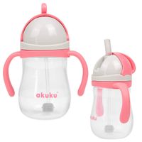 AKUKU BIDON Z SILIKONOWĄ SŁOMKĄ RURKĄ Z ODWAŻNIKIEM I UCHWYTAMI 280ml