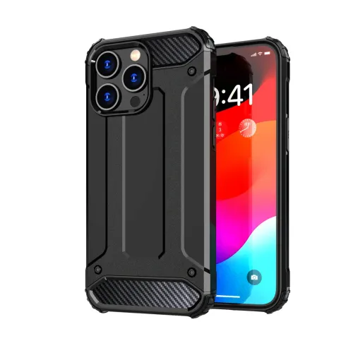 pancerne etui do iphone 15 pro hybrid armor - czarne na Arena.pl