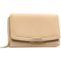 beżowy portfel damski ze skóry ekologicznej w orientacji poziomej