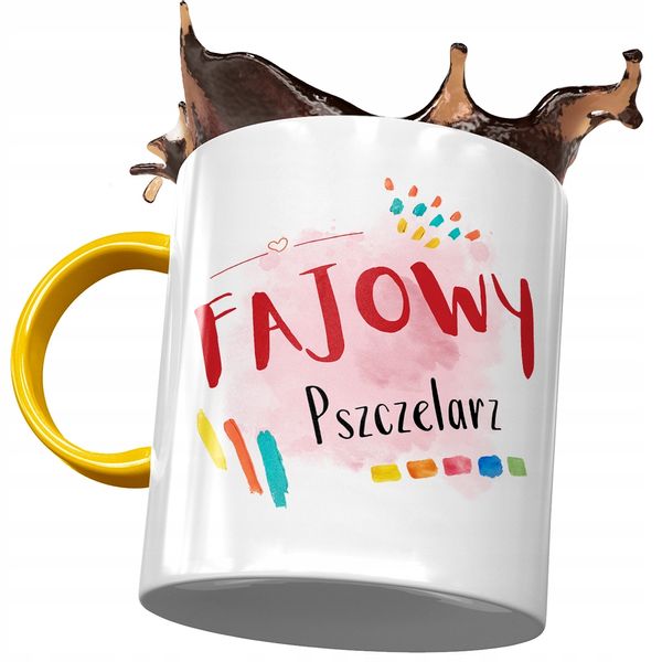 Kubek Żółty Dla Pszczelarza Fajowy Pszczelarz Z Nadrukiem Ze Zdjęciem zdjęcie 1