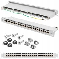 PATCHPANEL 24 PORT 1U 19" KAT.7 FTP EKRANOWANY SZARY LANBERG