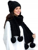 KOMPLET DAMSKI GRUBA CZAPKA SZALIK CIEPŁY ZIMOWY