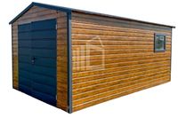 Garaż Blaszany 3,5x5m - Brama - Okno Drewnopodobny - Antracyt  ID559