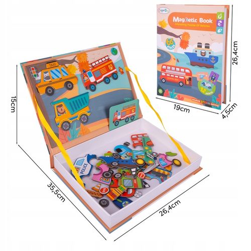 UKŁADANKA MAGNETYCZNA KSIĄŻECZKA PUZZLE POJAZDY 12 NA MAGNES 65 ELEMENTÓW na Arena.pl