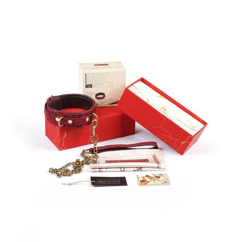 kinbaku ukiyoe red rosy leather collar and leash liebe seele na Arena.pl