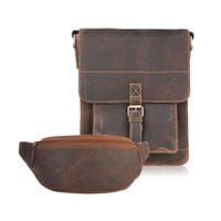 zestaw prezentowy zup-98-hbr listonoszka męska brązowa t-91-hbr saszetka