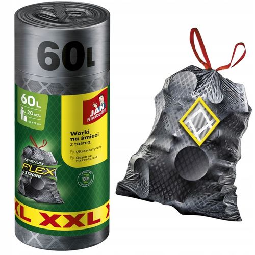 WORKI NA ŚMIECI Z TAŚMĄ JAN NIEZBĘDNY MAGNUM FLEX XXL 60L 40SZT UNIWERSALNE na Arena.pl