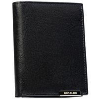 czarny, pionowy portfel męski ze skóry naturalnej bez zapięcia