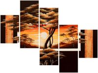 100 75CM OBRAZ 5 ELEM ZŁOTO AFRYKI ŚCIENNY