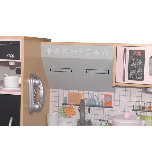 KUCHNIA DREWNIANA DLA DZIECI PODŚWIETLANE PALNIKI LAMPKA LED 87x30x83,5CM WOODEN na Arena.pl