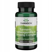 SWANSON FS TURMERIC, ASHWAGANDA&GINSENG 60 kaps 3W1 TRZY ADAPTOGENY