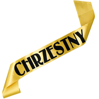 Chrzestny złota szarfa z czarnym nadrukiem