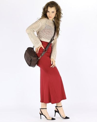 Torebka LISTONOSZKA damska SKÓRZANA szeroki pasek na Arena.pl