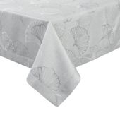 Obrus plamoodporny Diana 145x400 cm szary liście żakardowy