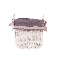 Doniczka z uszami wybielana okrągły kosz z obszyciem Ø25 H23 Ø28 H28 cm