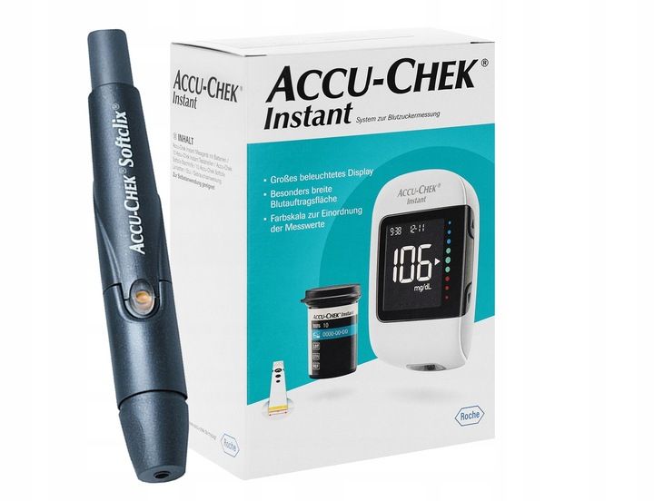 Glukometr Accu-Chek Instant, mg/dL+ NAKŁUWACZ + PASKI Nowy! zdjęcie 1