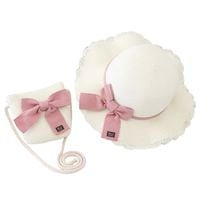 zestaw torebka i kapelusz 52cm dla dziewczynki słomiane kokarda cz43