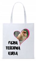 Dla Teściowej Mamy Prezent Torba Eco Biała Shopper Z Nadrukiem Ze Zdjęciem