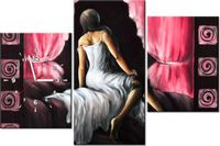 60CM 90 ZEGAR 3 ELEM PIĘKNA DZIEWCZYNA CZERWIENI ŚCIENNY