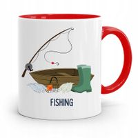 Kubek Czerwony Wędkarza Rybaka Fishing Prezent Z Nadrukiem Ze Zdjęciem