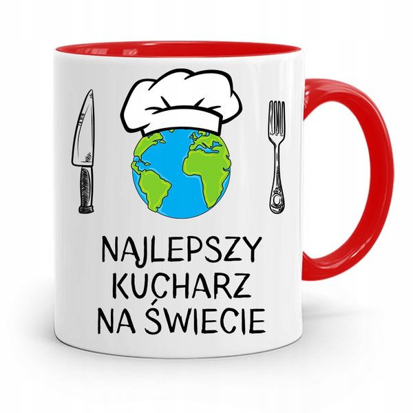 Kubek Czerwony Dla Najlepszego Kucharza Kucharki Z Nadrukiem Ze Zdjęciem zdjęcie 1
