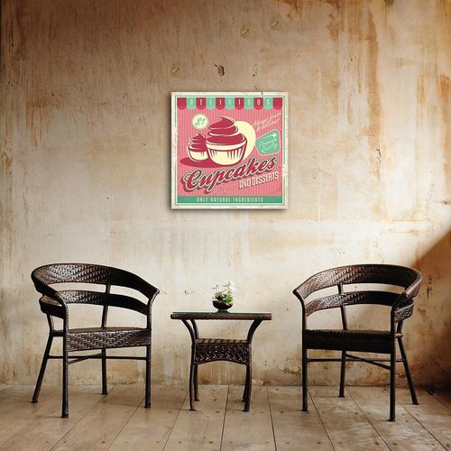 Obraz na płótnie - Canvas, Retro szyld babeczka 40x40 na Arena.pl