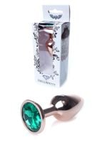 korek analny ze stali nierdzewnej z diamentem zielony heavyfun 7 cm