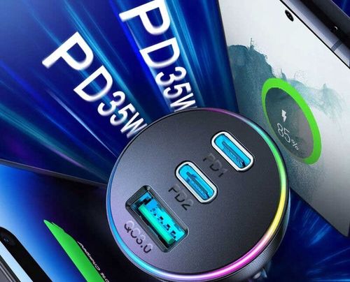 JOYROOM SZYBKA ŁADOWARKA SAMOCHODOWA 70W 1xUSB, 2xUSB C PODŚWIETLANA na Arena.pl