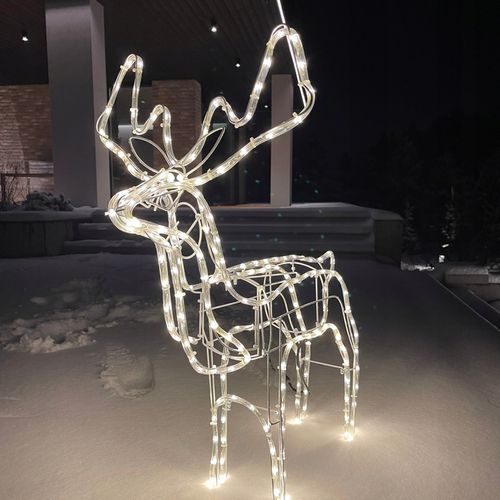 RENIFER ŚWIECĄCY LED DUŻY Z RUCHOMĄ GŁOWĄ BIAŁY CIEPŁY IP44 ZEWNĘTRZNY na Arena.pl