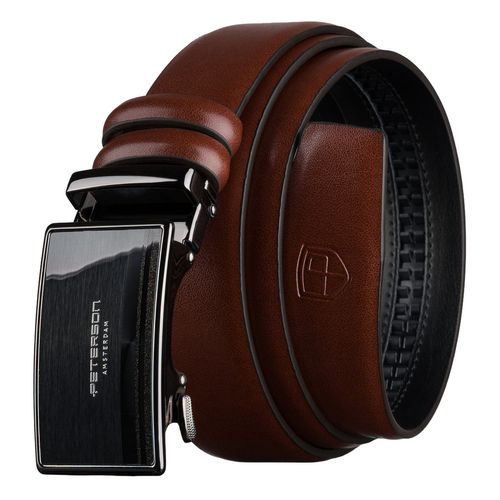 skórzany pasek męski w brązowym kolorze z automatyczną klamrą - peterson na Arena.pl