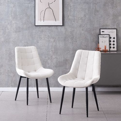 MALMO KRZESŁO TAPICEROWANE ECRU WELUR PIKOWANE na Arena.pl