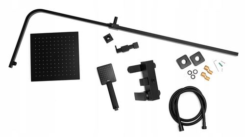 Zestaw prysznicowy natynkowy Bateria kolumna Mikka CZARNY MAT na Arena.pl