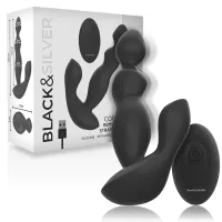 black&silver cora - silikonowy wibrujący korek z pilotem, unisex, ipx6